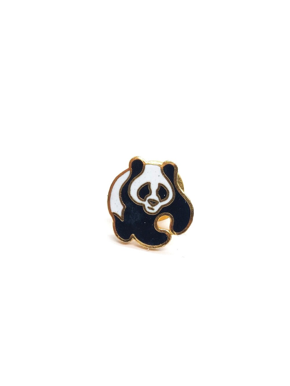 Vintage Panda Bear Walking Enamel Pin Black White Zoo China Wildlife Lapel